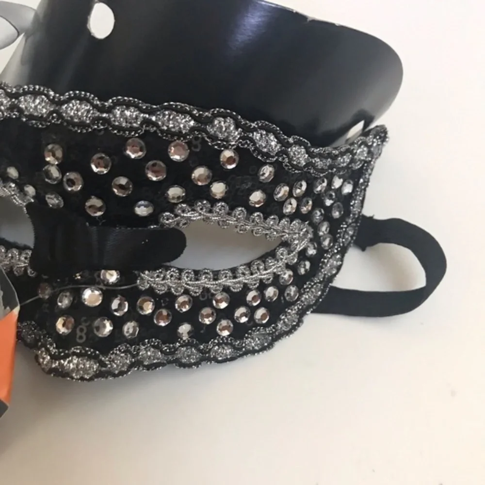 Costume Masquerade Mask Lace Jewels Floral Ribbon